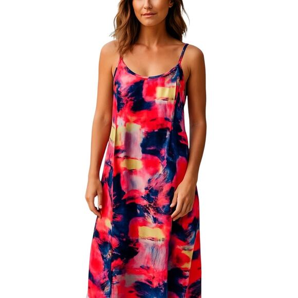 Women's XL Sleeveless Multicolor Maxi BOHO Sun Dress Miss Size 16 18 Extra Large - Picture 1 of 7